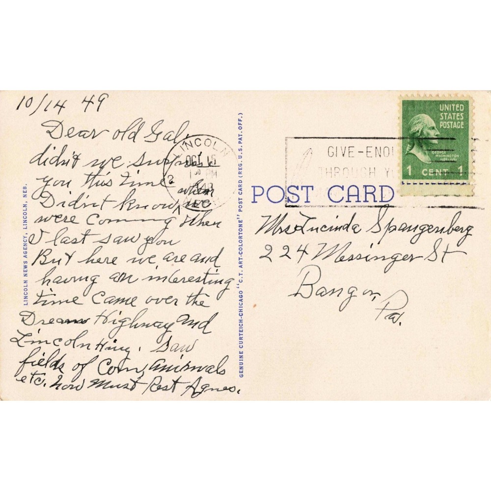 Vintage 1949 University of Nebraska Coliseum Lincoln NE Linen Postcard OB-H2422 - Picture 2 of 2